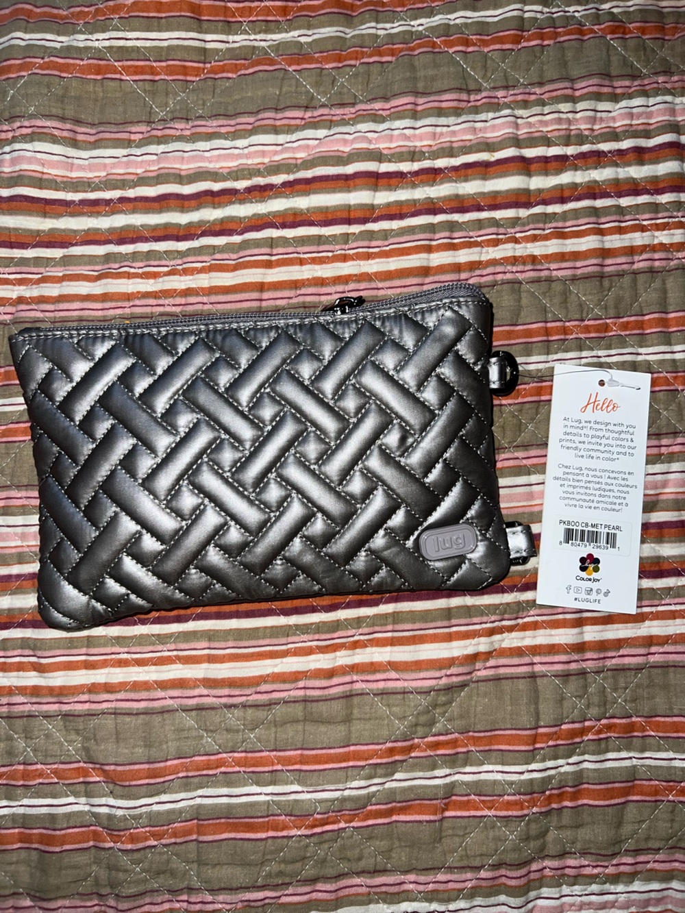 NWT lug Quilted Metallic Peekaboo Wrist Pouch w/crossbody strap